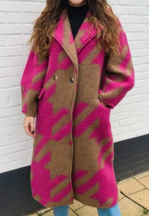 European And American Women's New Long Sleeved Large Woolen Overcoat