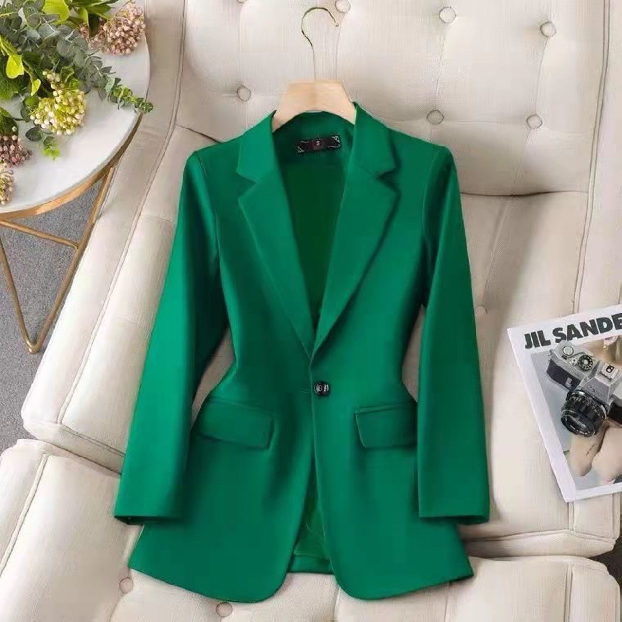 Split Casual Mid-length Small Tailored Suit Top Three-dimensional Pattern