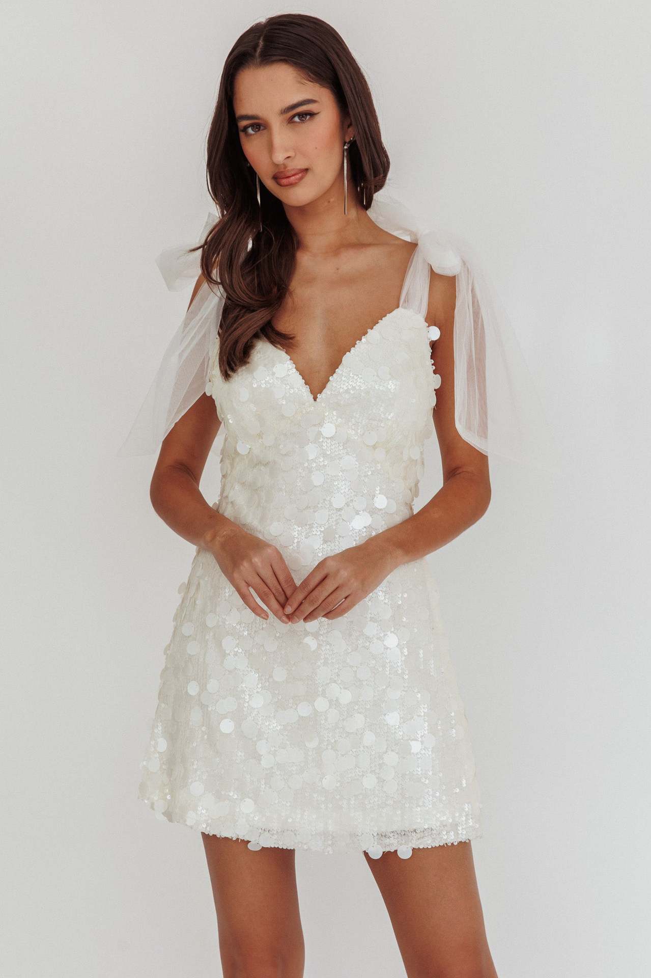 Sexy Low Cut Yarn Strip Slim-fit Sequins Dress