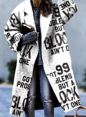 European And American Women's New Long Sleeved Large Woolen Overcoat