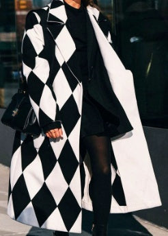 European And American Women's New Long Sleeved Large Woolen Overcoat