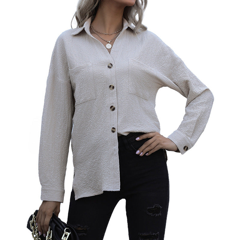 Long Sleeve Lapel Office Button Shirt