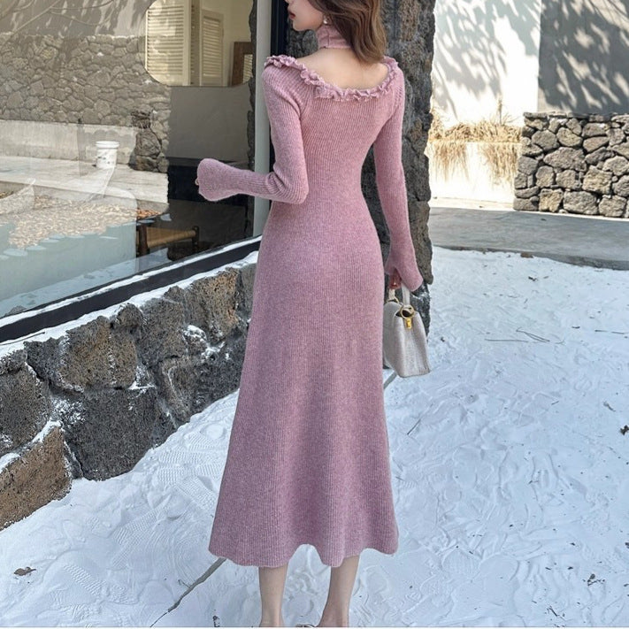 Classic Style French Style Flower Sweater Women's Autumn And Winter Dress