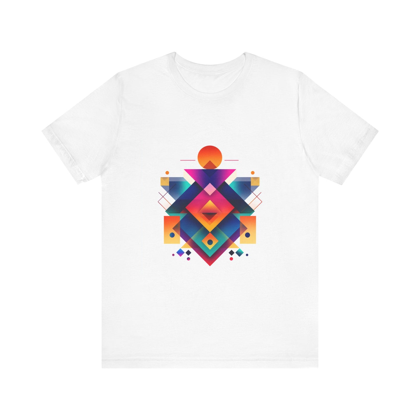 Vibrant Geometric Art Tee, Unisex Jersey Tee, Colorful Graphic Shirt, Trendy Casual Wear, Perfect Gift for Art Lovers, Spring/Summer Fashion