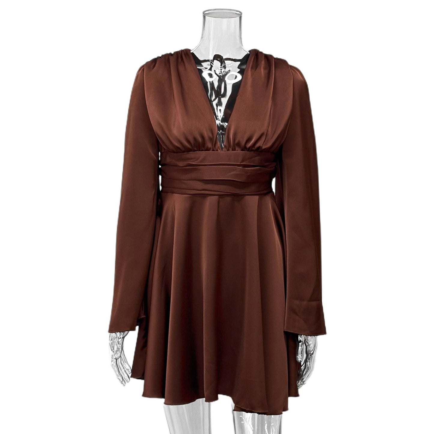 Women's Solid Color Long Sleeve Dress