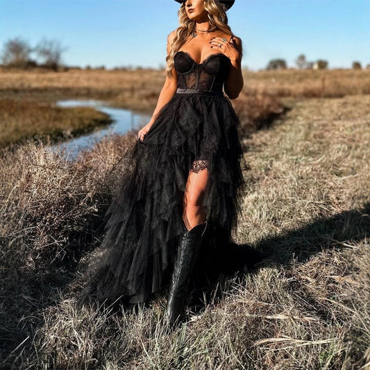 Versatile Solid Color Casual Summer New Mesh Dress Women