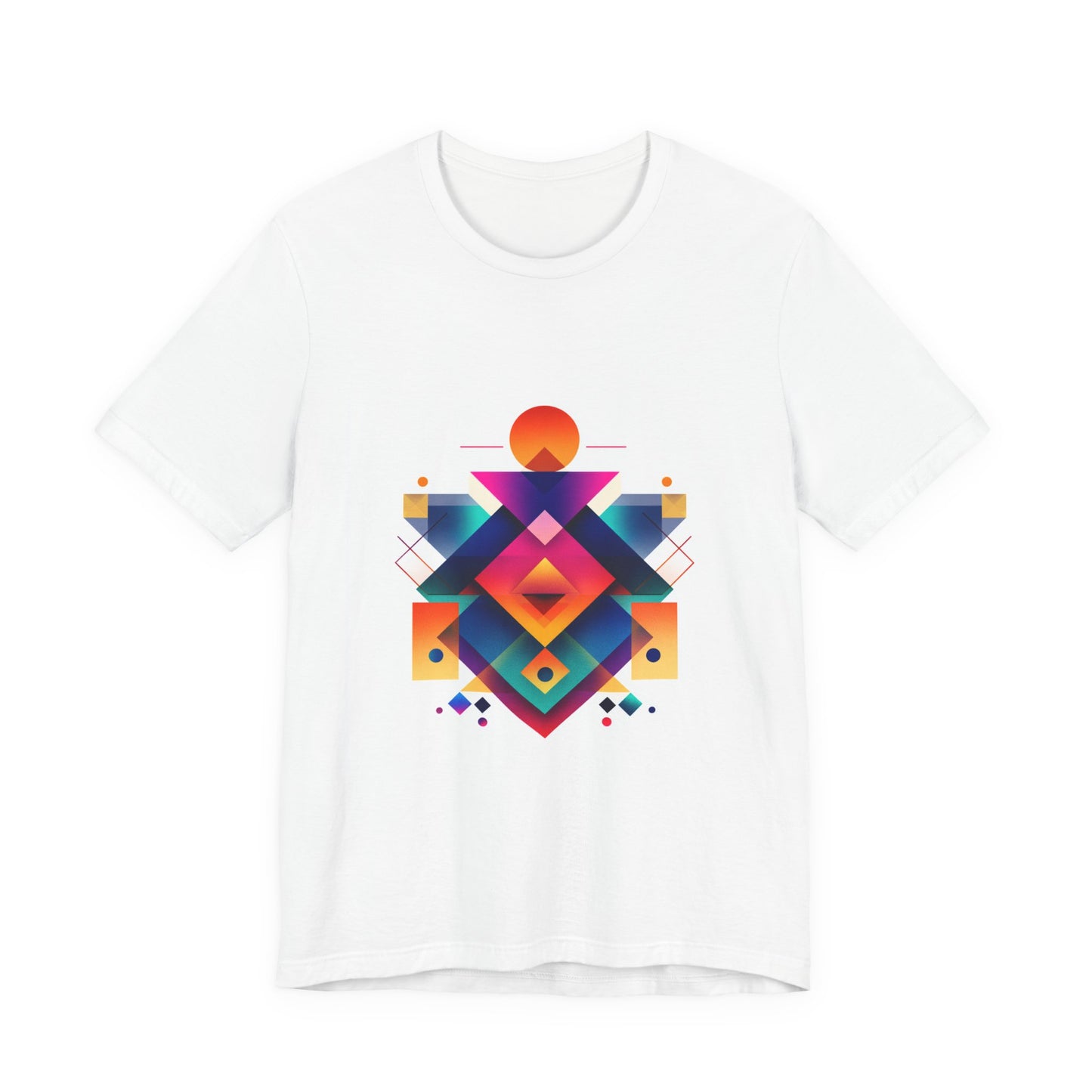 Vibrant Geometric Art Tee, Unisex Jersey Tee, Colorful Graphic Shirt, Trendy Casual Wear, Perfect Gift for Art Lovers, Spring/Summer Fashion