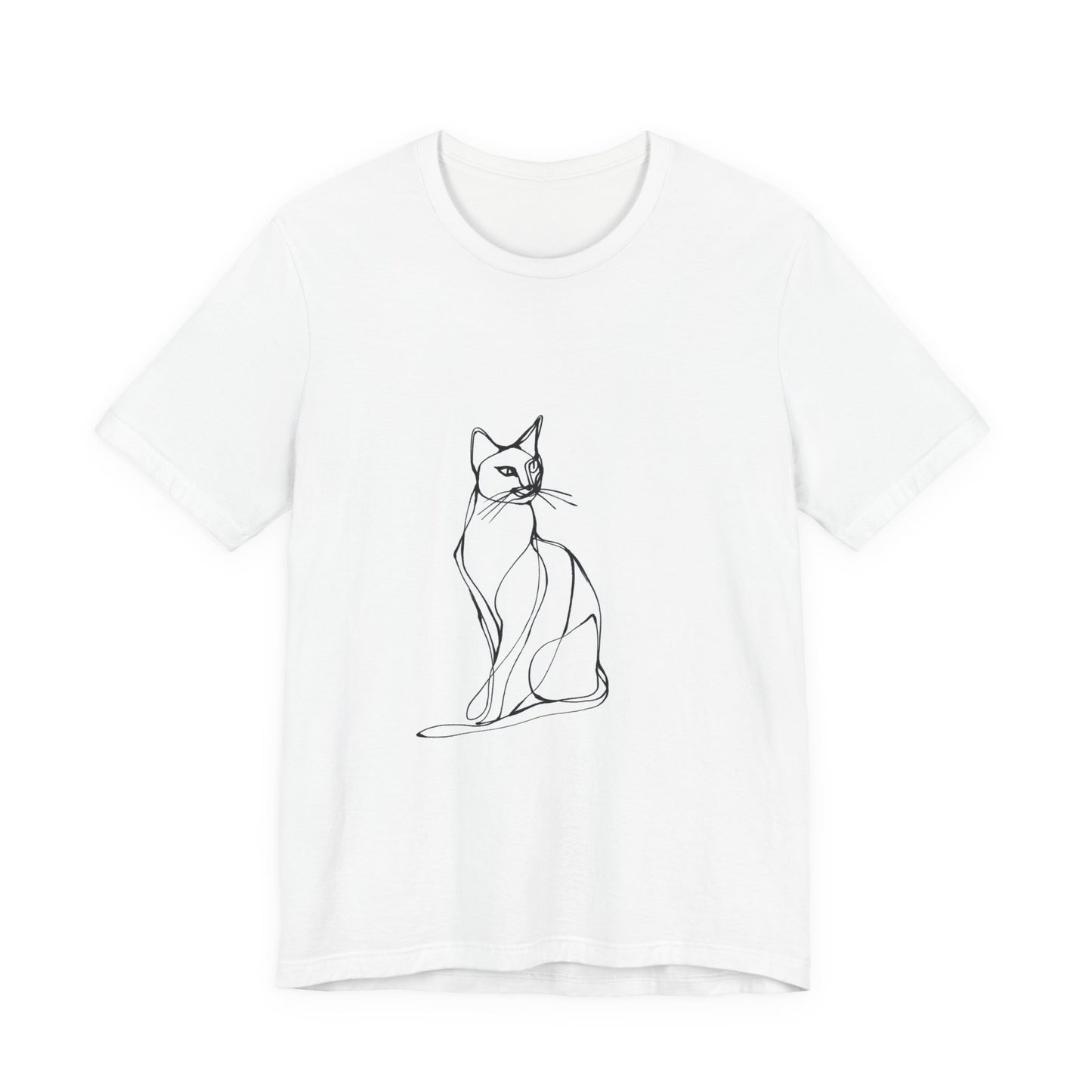 Cat Line Art Unisex Tee, Cute Cat Shirt, Animal Lover Gift, Minimalist Cat Design, Pet Owner Apparel, Casual Cat Tee