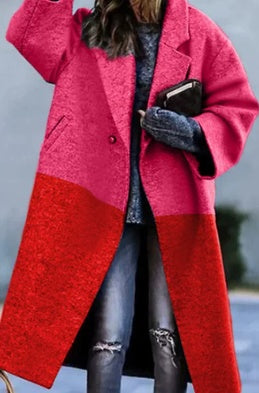 European And American Women's New Long Sleeved Large Woolen Overcoat