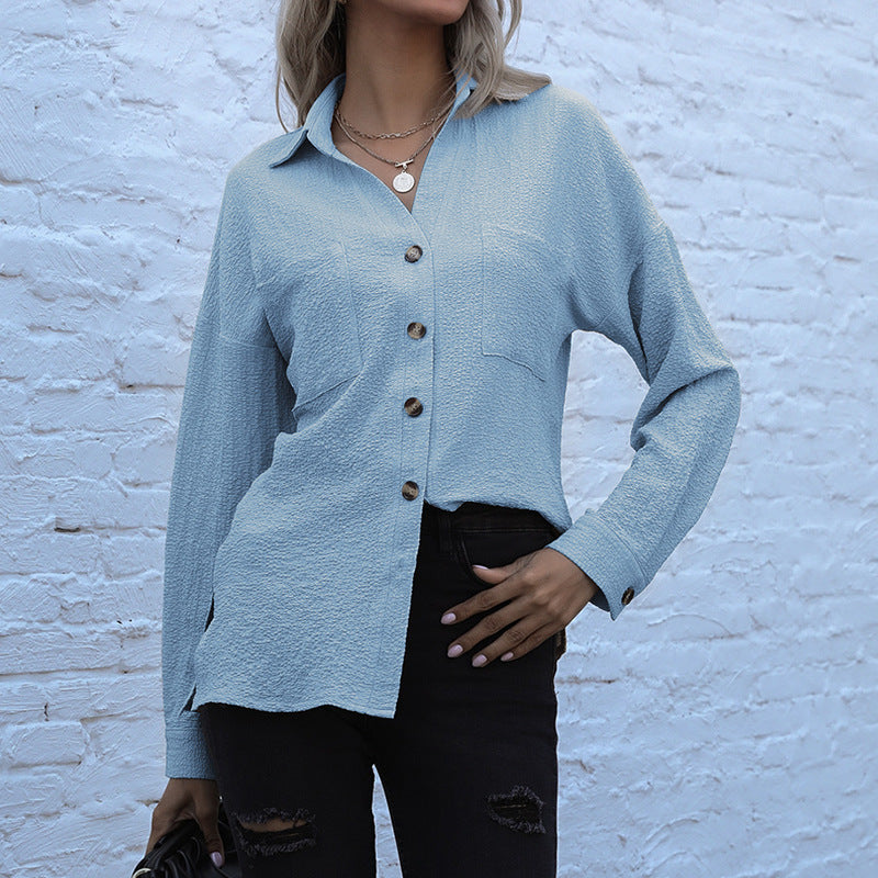 Long Sleeve Lapel Office Button Shirt