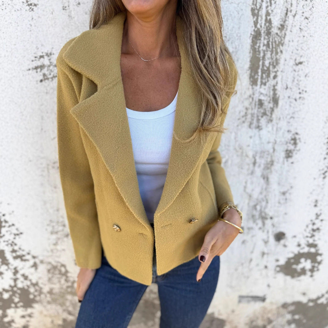 New Women's Casual Woolen Button Graceful Suit Jacket