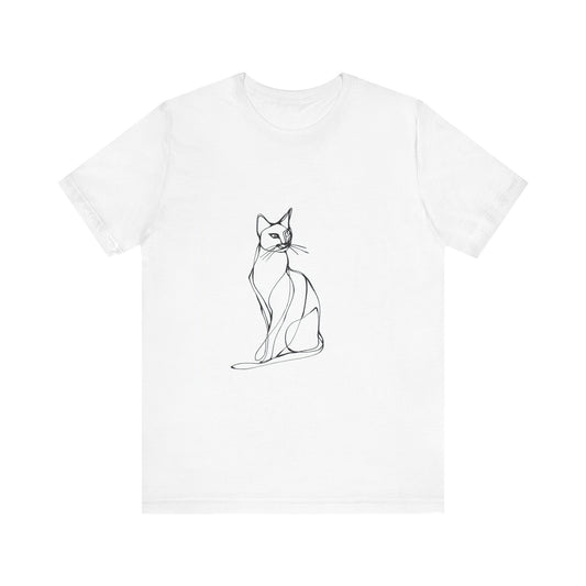 Cat Line Art Unisex Tee, Cute Cat Shirt, Animal Lover Gift, Minimalist Cat Design, Pet Owner Apparel, Casual Cat Tee