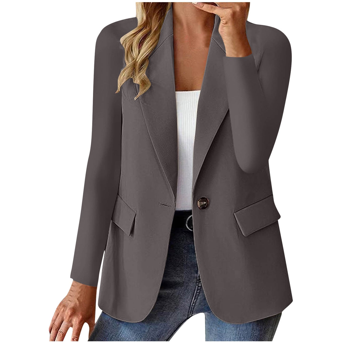 Women's Long Sleeve Solid Color Cardigan Small Suit Jacket