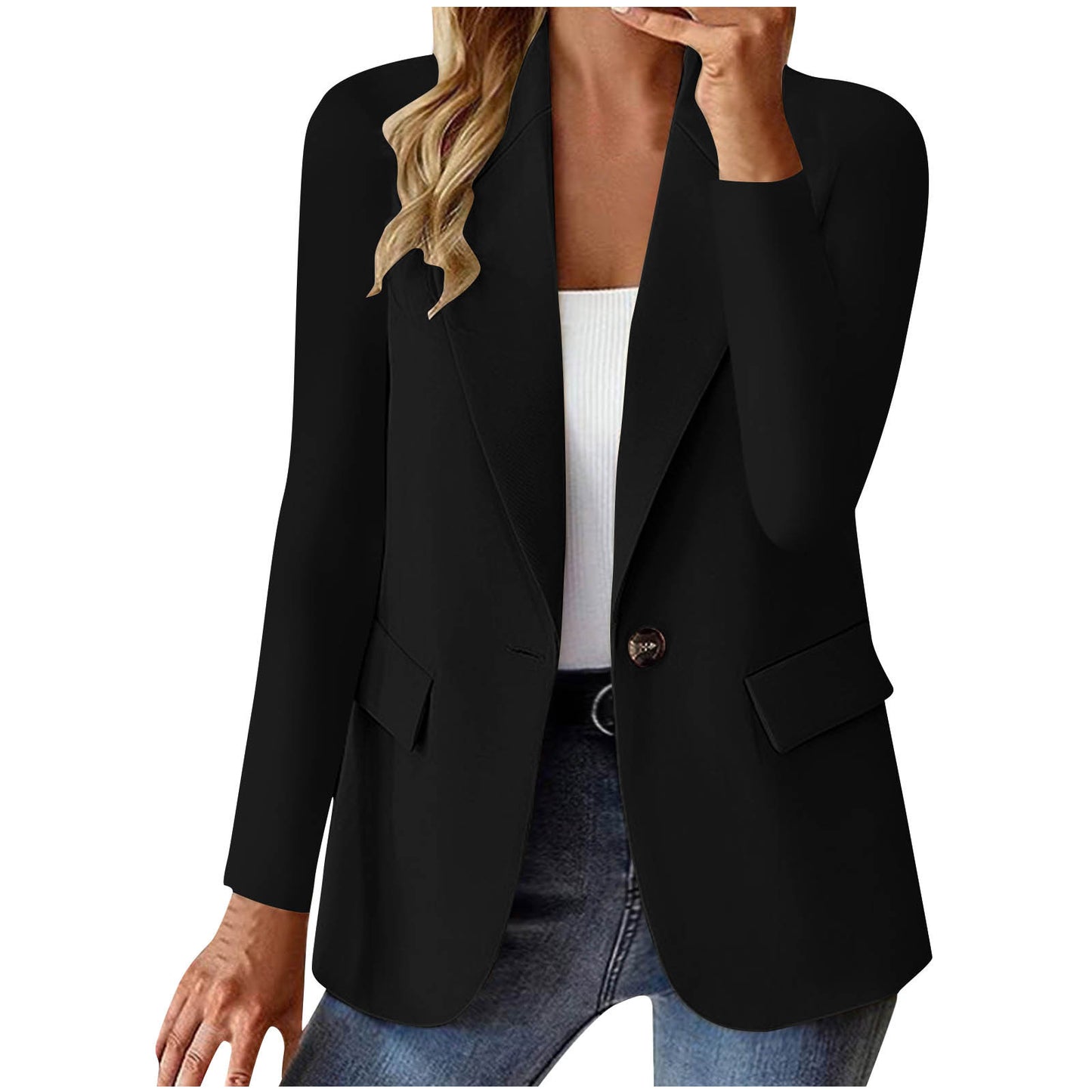 Women's Long Sleeve Solid Color Cardigan Small Suit Jacket