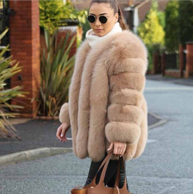 Fox Fur Mid-length Coat For Women