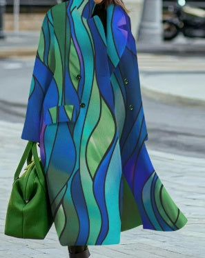 European And American Women's New Long Sleeved Large Woolen Overcoat