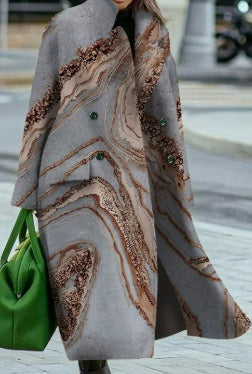 European And American Women's New Long Sleeved Large Woolen Overcoat