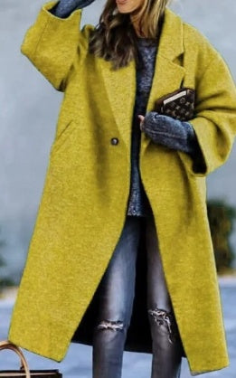 European And American Women's New Long Sleeved Large Woolen Overcoat