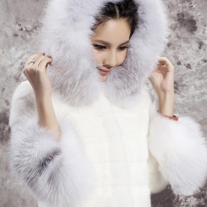 Rabbit Fur All-matching Warm Long-sleeved Coat Women's Clothing