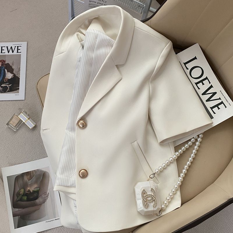 Women's Creamy-white Short-sleeved Suit Jacket