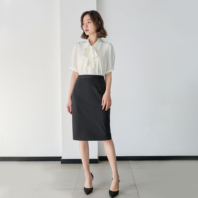 Chiffon Bow Women's Professional Wear Formal White Shirt