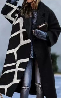 European And American Women's New Long Sleeved Large Woolen Overcoat