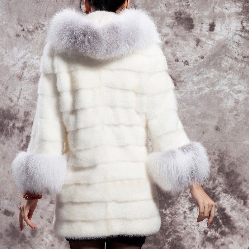 Rabbit Fur All-matching Warm Long-sleeved Coat Women's Clothing