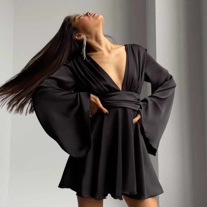 Women's Solid Color Long Sleeve Dress