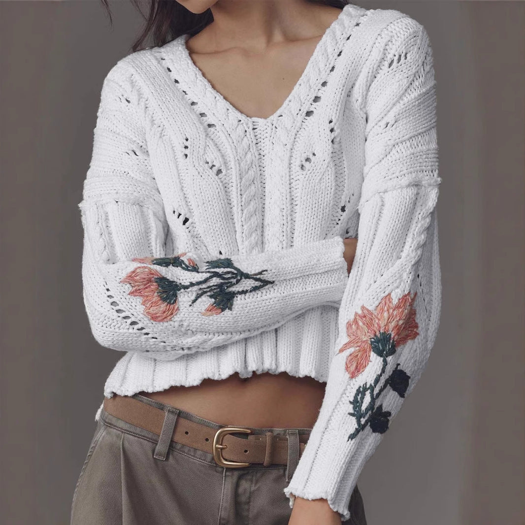 Idle Style Short Long-sleeved Sweater Top