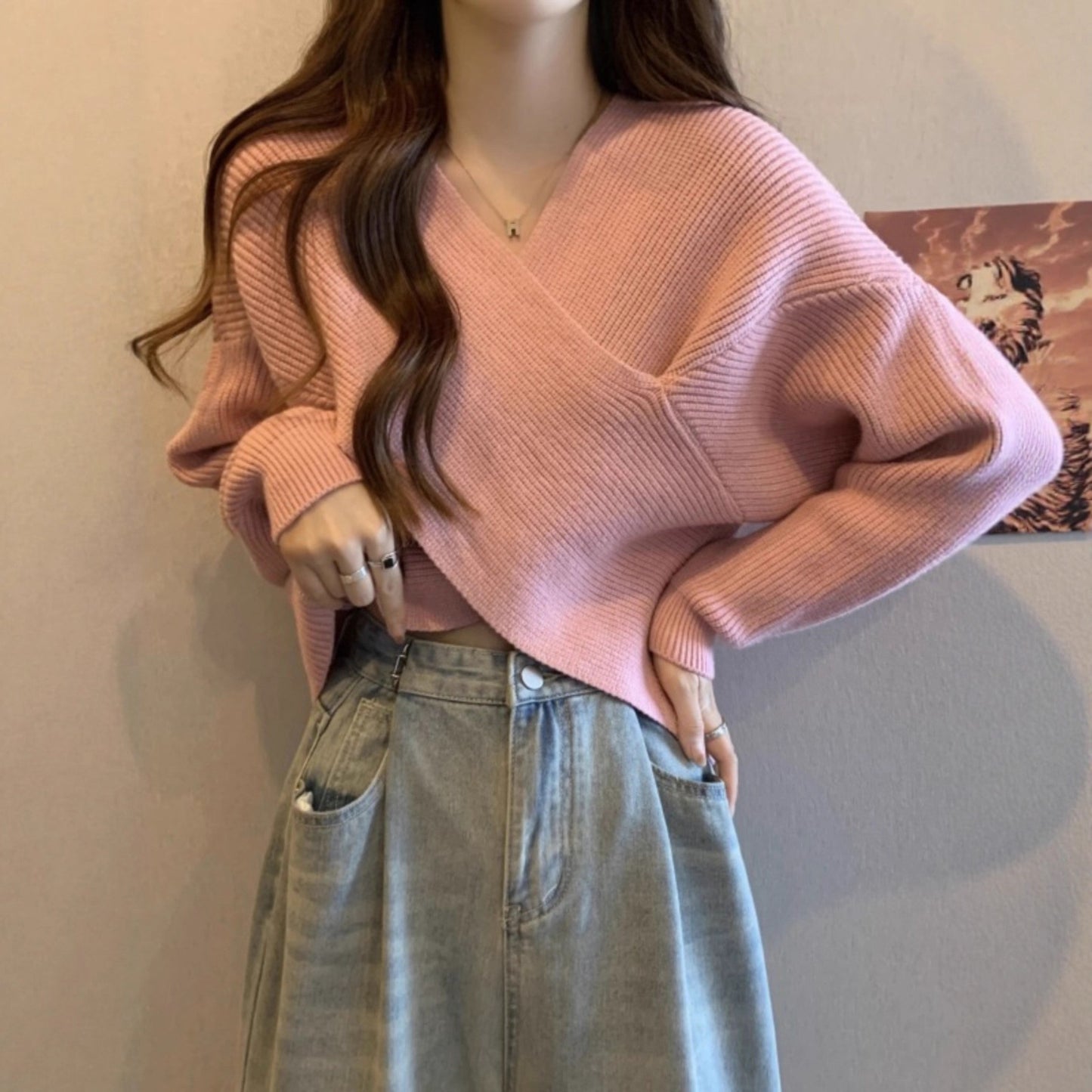 Lazy Short Sweater Design Blouse