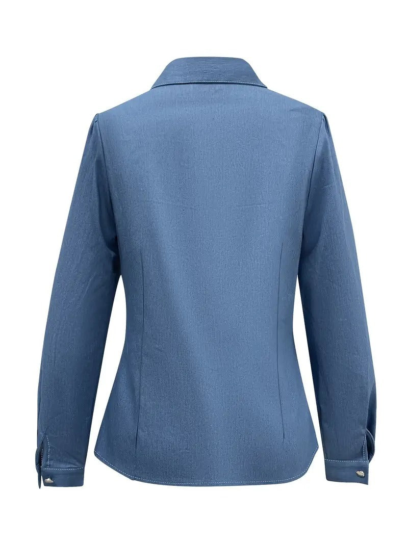 Women'S Western Patchwork Long Sleeve Shirt