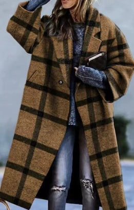 European And American Women's New Long Sleeved Large Woolen Overcoat