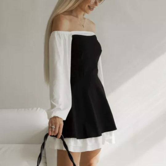 European And American Off-shoulder Flounced Skirt