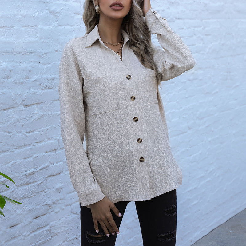 Long Sleeve Lapel Office Button Shirt