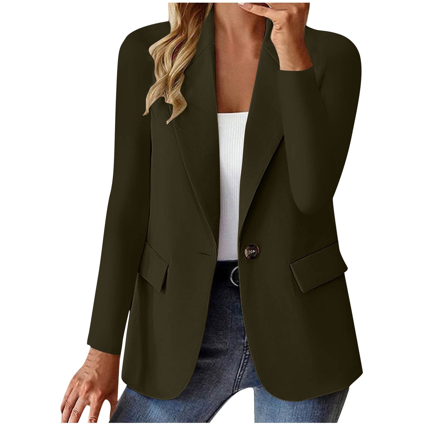 Women's Long Sleeve Solid Color Cardigan Small Suit Jacket